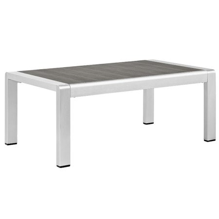 MODWAY Shore Outdoor Patio Aluminum Coffee Table, Silver and Gray EEI-2268-SLV-GRY